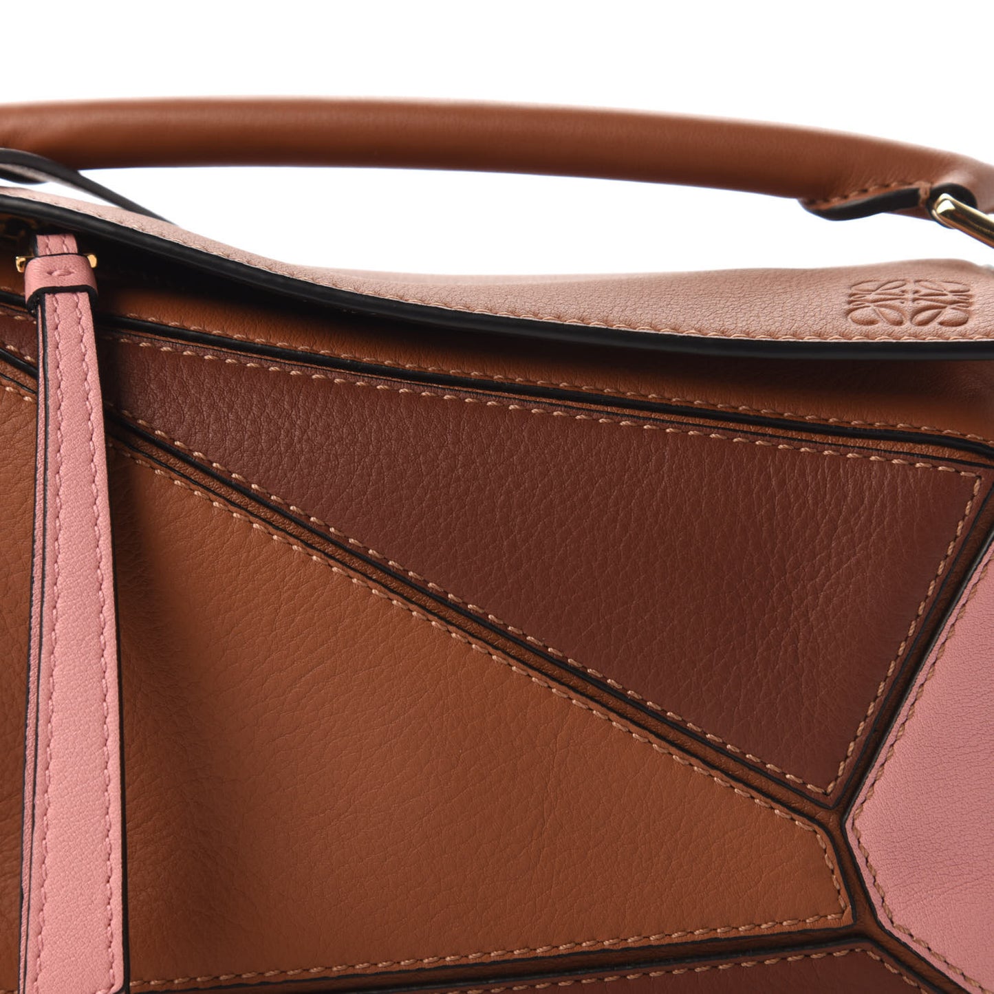 Calfskin Mini Puzzle Bag Tan Medium Pink