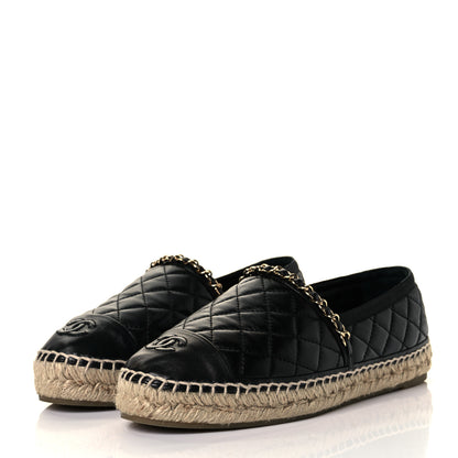 Chanel Lambskin Quilted CC Chain Espadrilles 39 Black 3 of 10