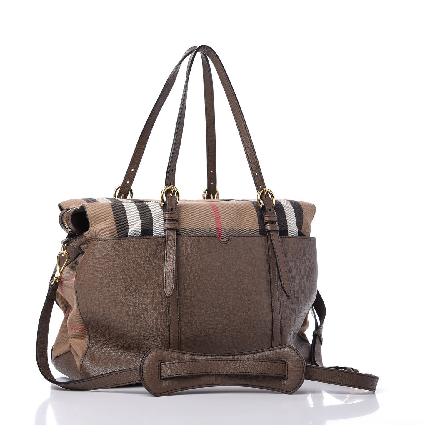 Grainy Calfskin House Check Mason Diaper Tote Tan
