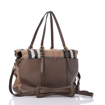Burberry Grainy Calfskin House Check Mason Diaper Tote Tan 3 of 13