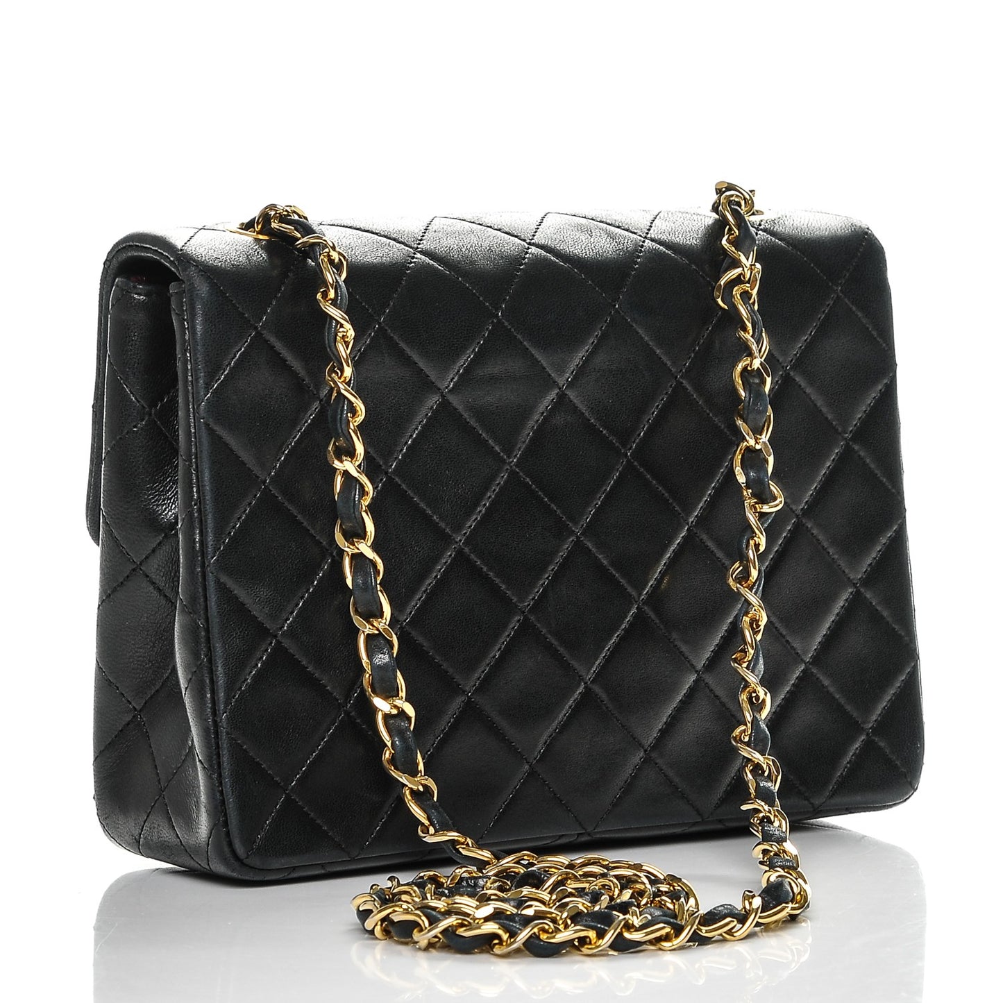 Lambskin Quilted Small Single Flap Black