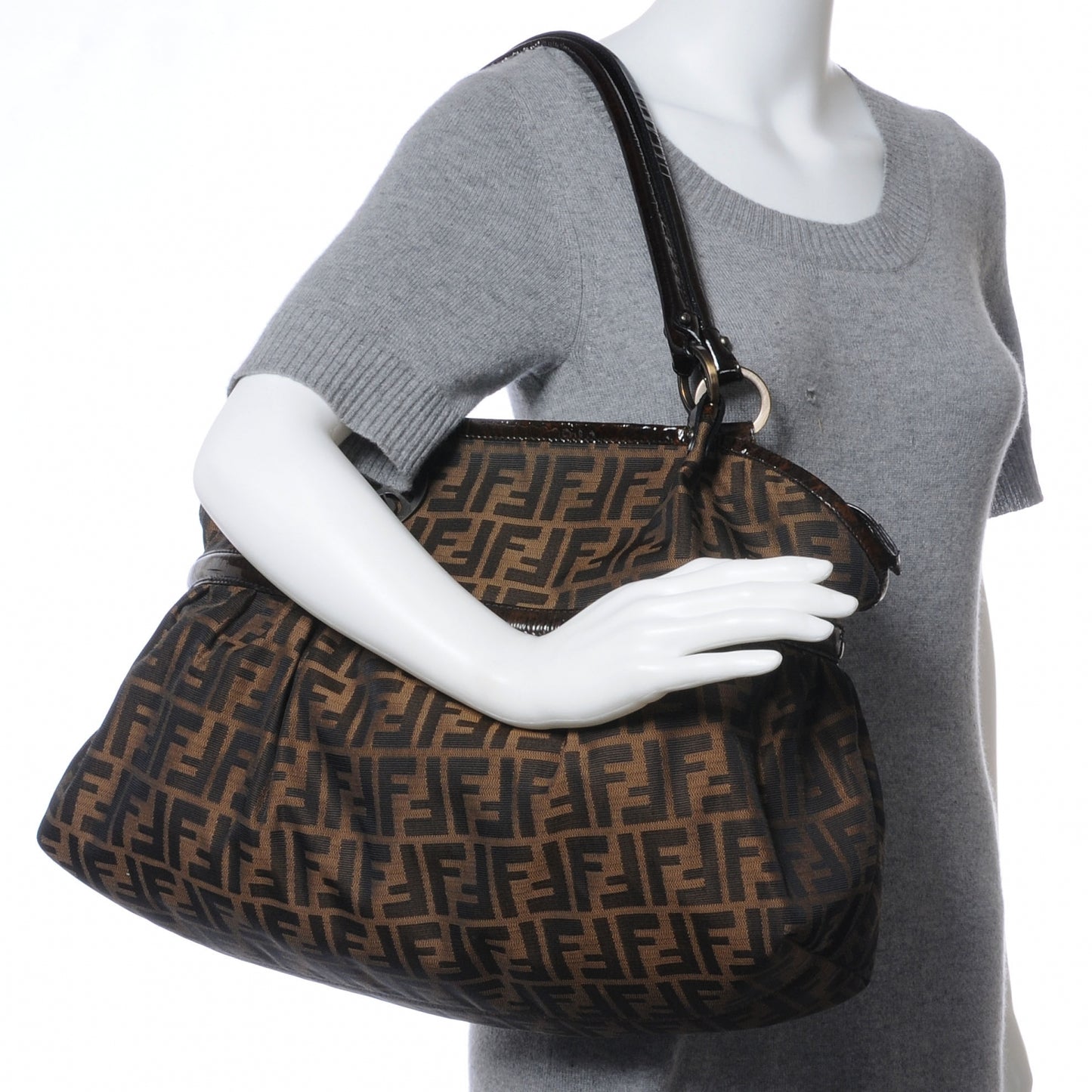 Zucca Patent Large Chef Shopper Tote Tobacco