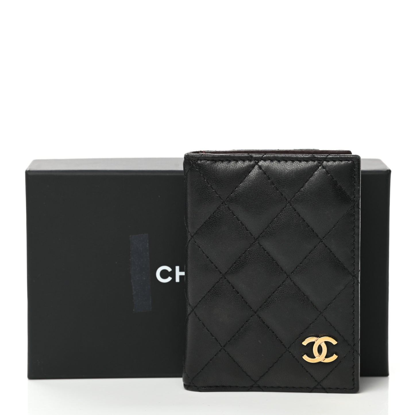 Lambskin Quilted Card Holder Wallet Black