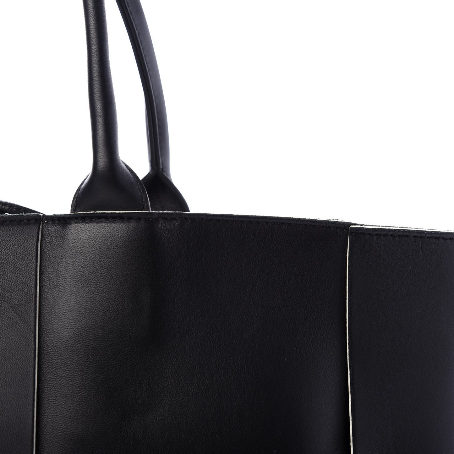 Nappa Maxi Intrecciato Arco Tote Black White