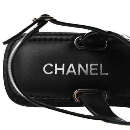 Chanel Lambskin Patent Chain CC Logo Thong Sandals 40 Black 7 of 8
