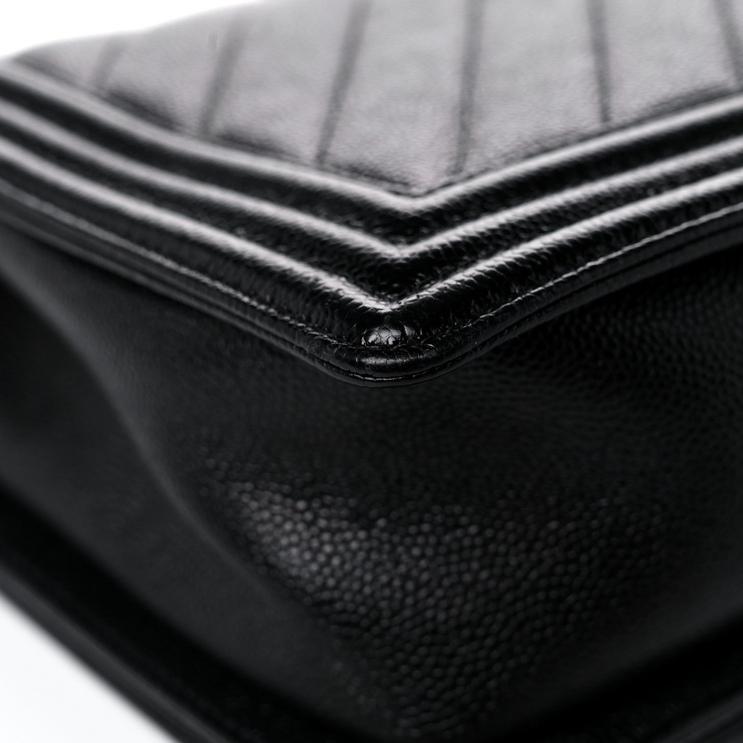 Chanel Caviar Chevron Quilted Medium Boy Flap Black 10 of 17