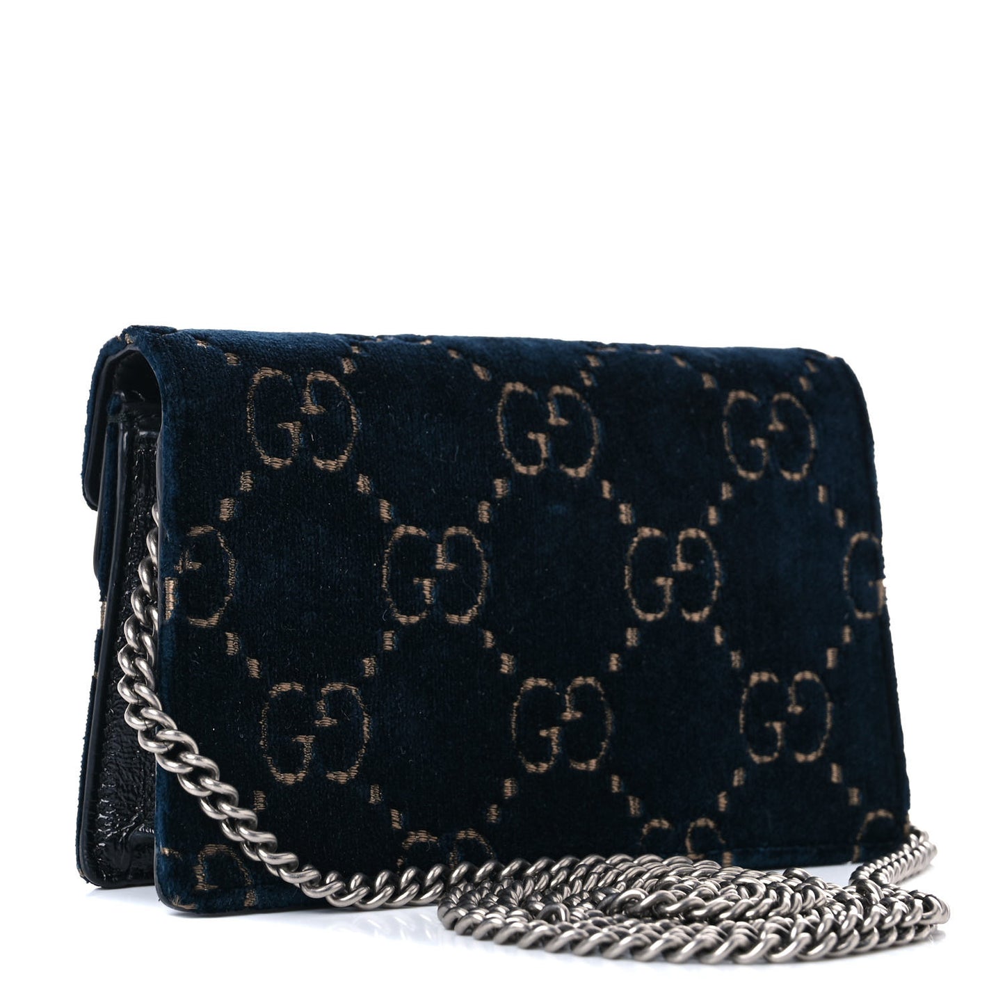 Velvet GG Monogram Super Mini Dionysus Shoulder Bag Blue Beige Black