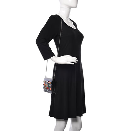 Fendi Vitello Liberty Studded Tube Wallet On Chain Black Multicolor 2 of 12