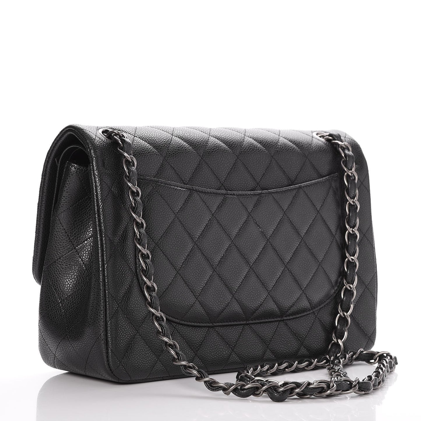 Caviar Quilted Jumbo Double Flap Black