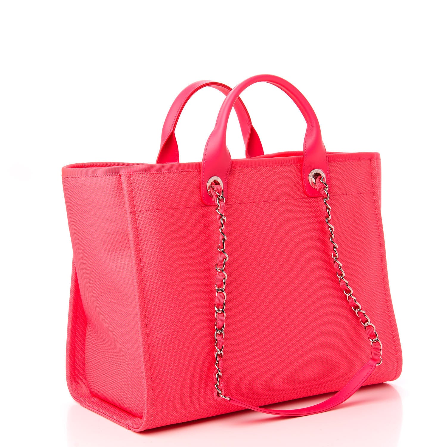 Chanel Mixed Fibers Calfskin Medium Deauville Tote Pink Orange 3 of 13