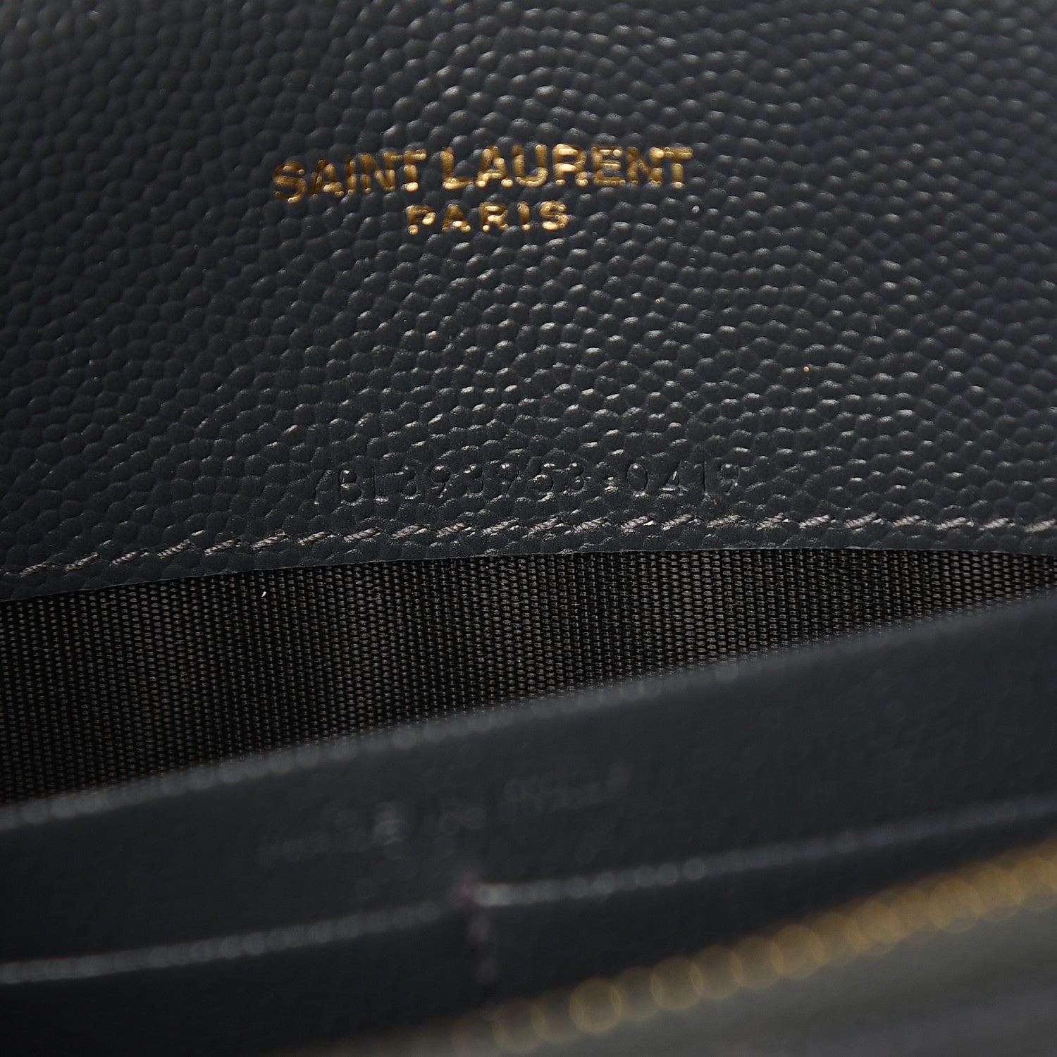 Saint Laurent Grain De Poudre Matelasse Chevron Monogram Envelope Chain Wallet Dark Smog 7 of 11