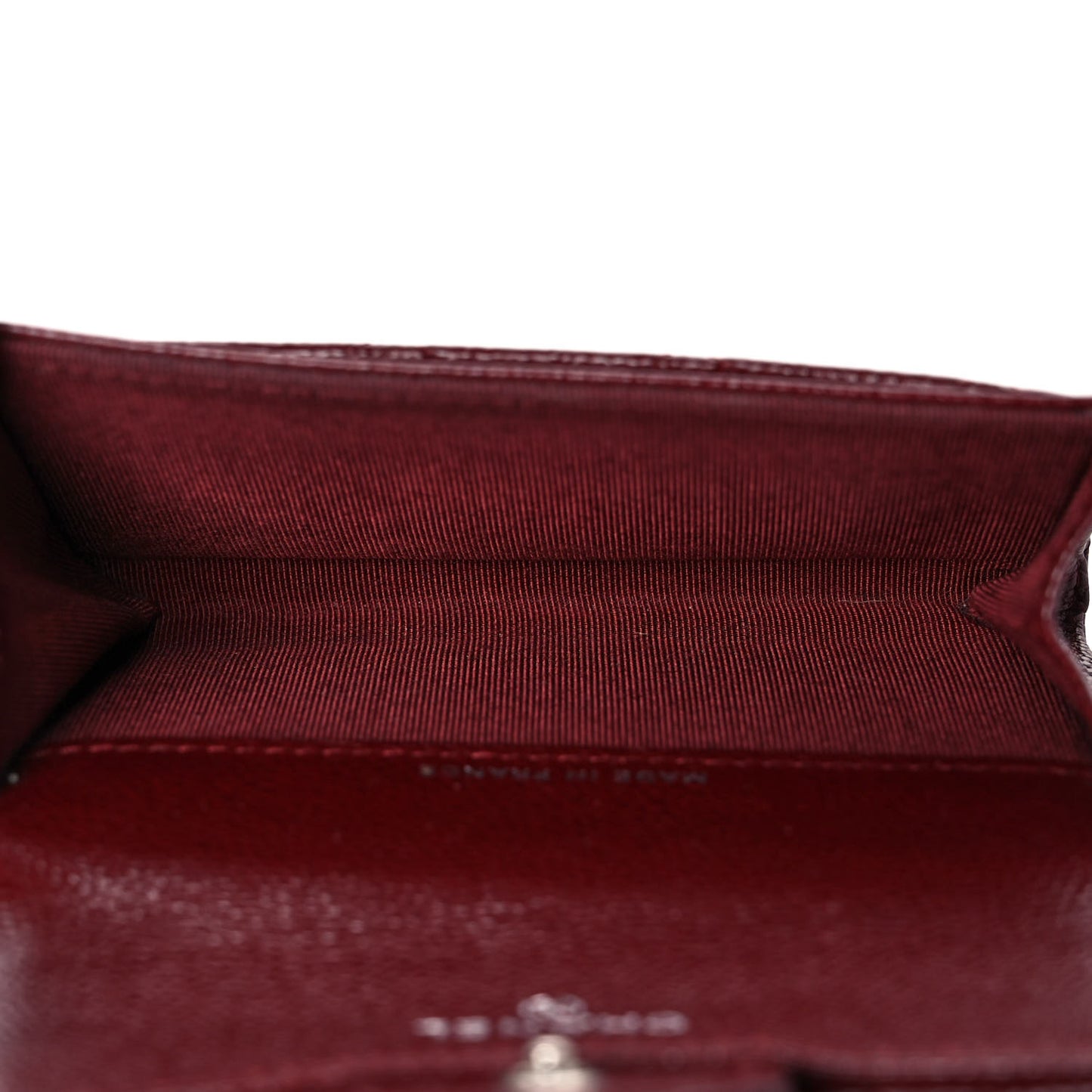 Caviar Quilted Flap Card Holder Wallet Burgundy