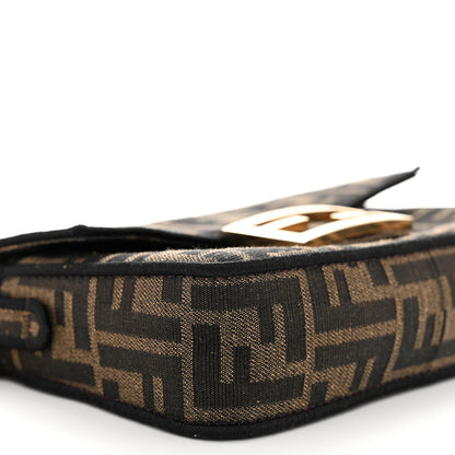 Fendi Fabric Jacquard FF 1974 Mini Baguette Tobacco Moro Black 8 of 9