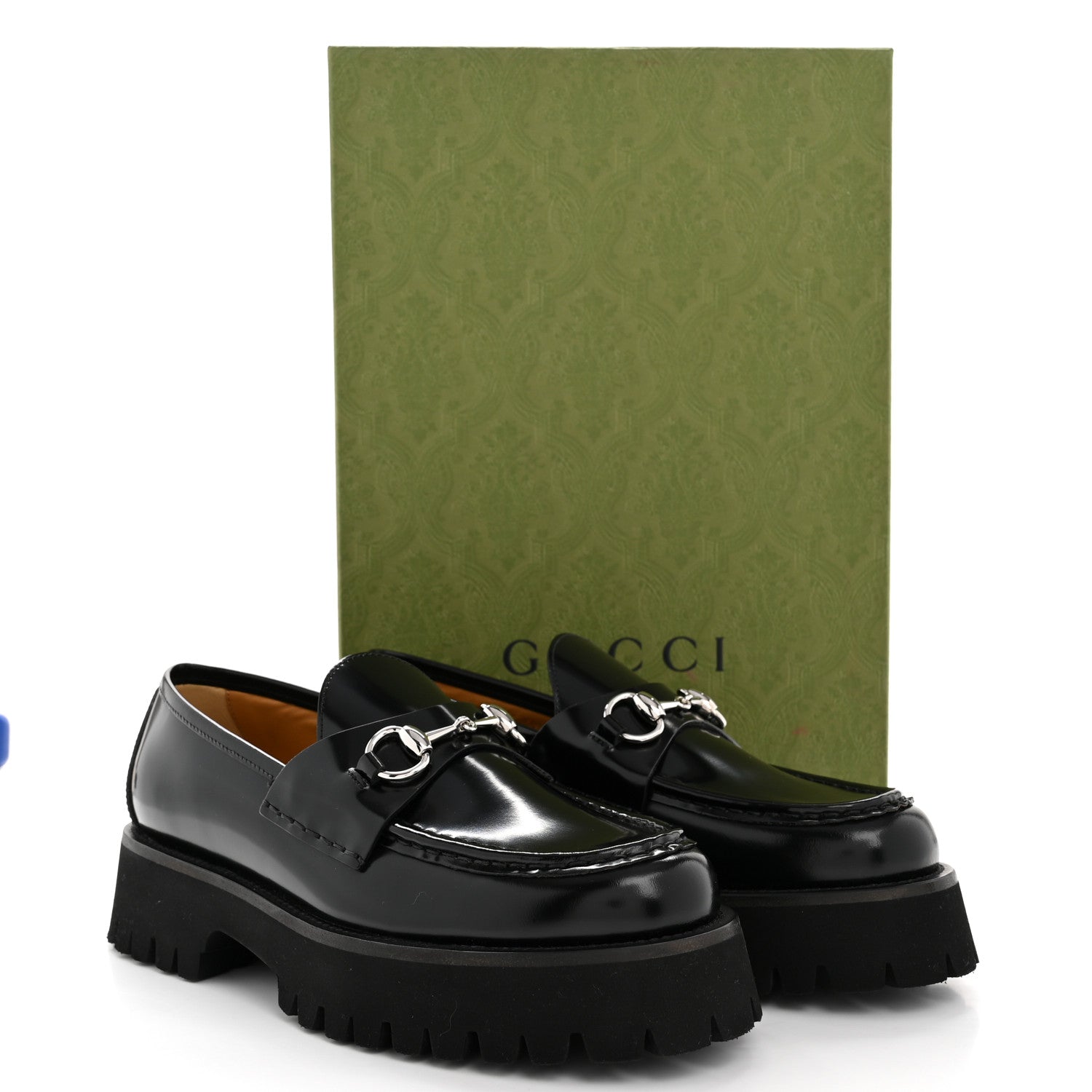 Gucci Cordovan Lux Womens Horsebit 45mm Platform Loafers 39.5 Black 10 of 10