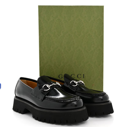 Gucci Cordovan Lux Womens Horsebit 45mm Platform Loafers 39.5 Black 10 of 10