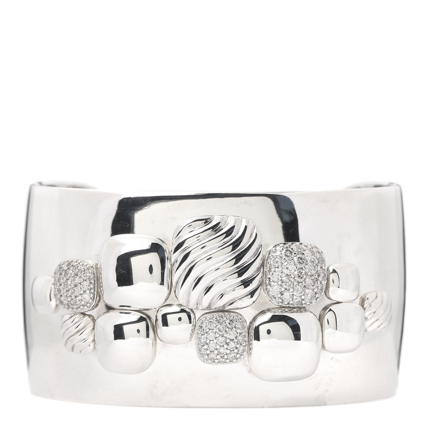 Sterling Silver Diamond Chiclet Cuff Bracelet