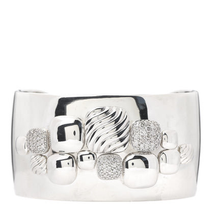 David Yurman Sterling Silver Diamond Chiclet Cuff Bracelet 1 of 5