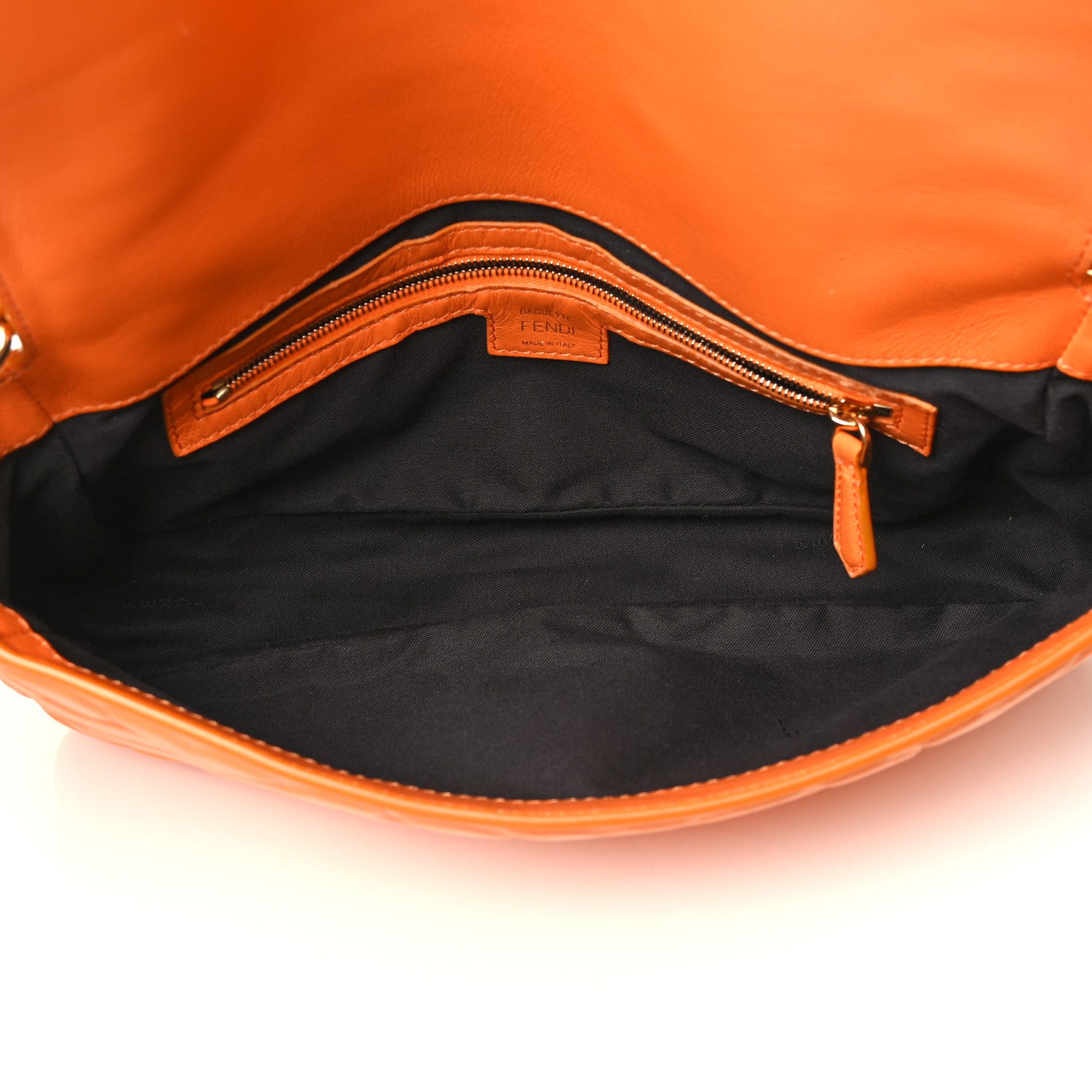 Fendi Nappa FF 1974 Embossed Baguette Clementine 4 of 4