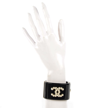 Chanel Resin Pearl CC Cuff Black 2 of 5