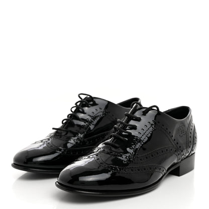 Chanel Patent Calfskin Lace Up Oxfords 35.5 Black 3 of 8