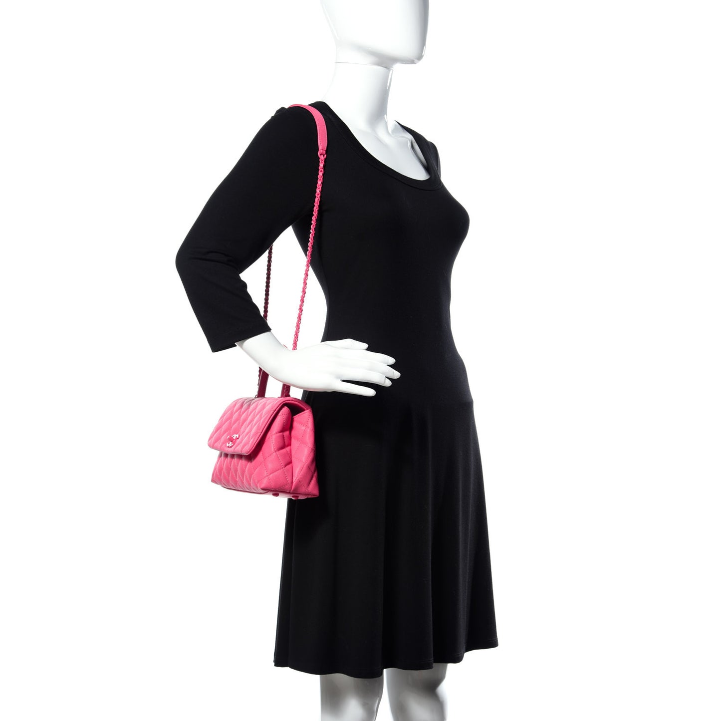 Caviar Quilted Incognito Mini Coco Handle Flap Pink