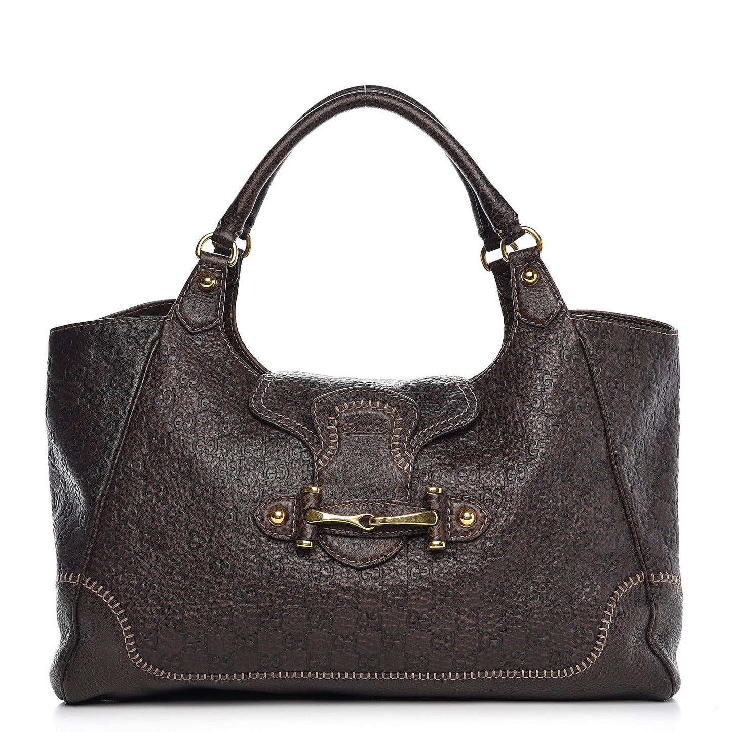 Guccissima Large New Pelham Shoulder Bag Dark Brown