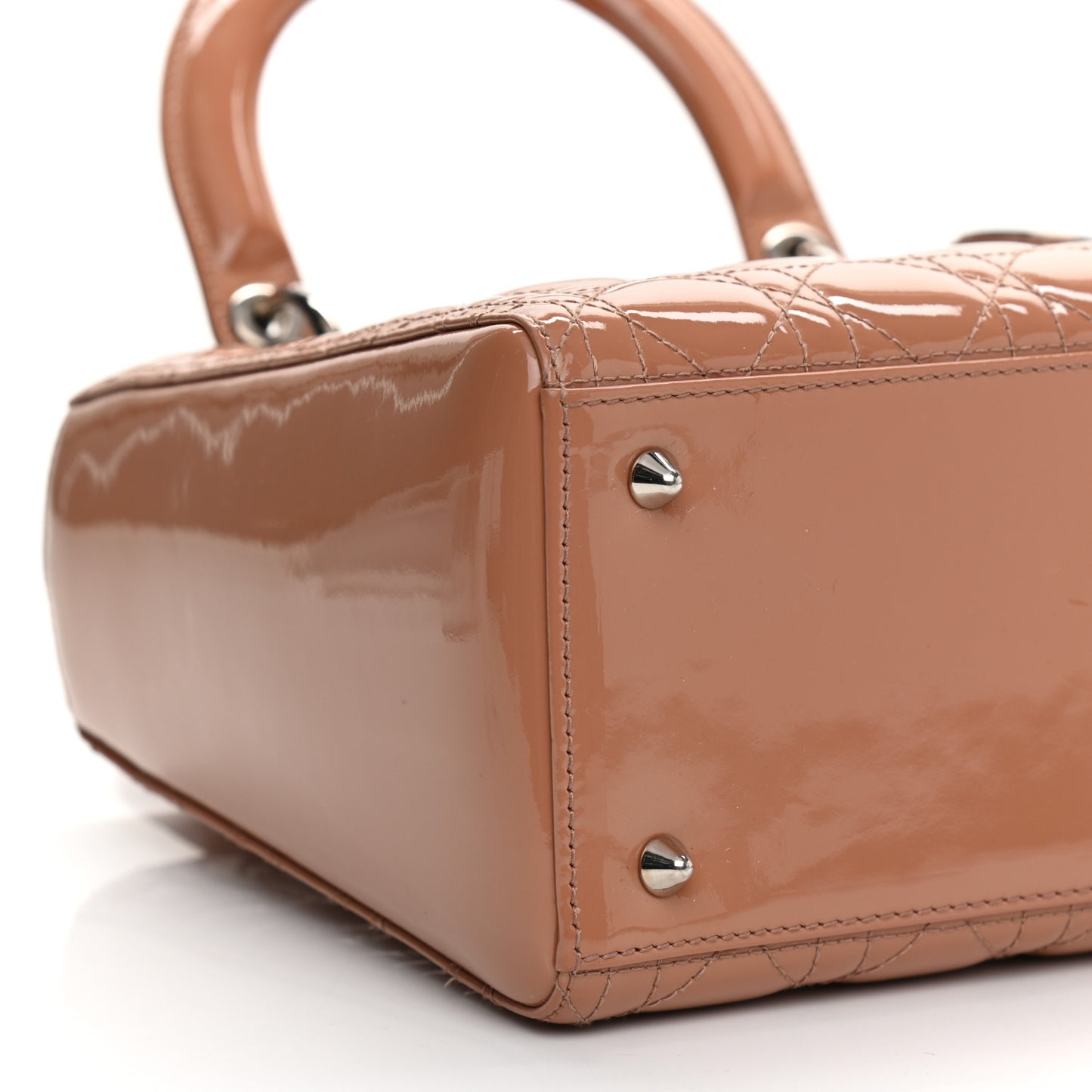Patent Cannage Medium Lady Dior Beige