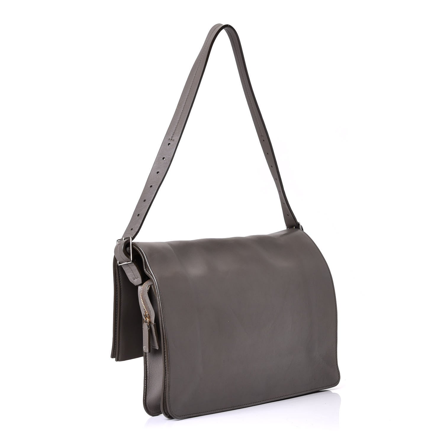 Celine Lambskin Clasp Clutch Foldover Bag Taupe 2 of 5