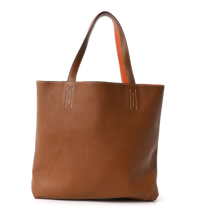 Hermes Taurillon Clemence Double Sens 45 Reversible Tote Orange Gold 2 of 15