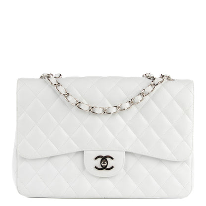 Chanel Caviar Quilted Jumbo Single Flap White 1 of 7
