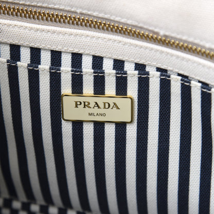 Prada Canapa Small Logo Tote Bianco Blue 9 of 10