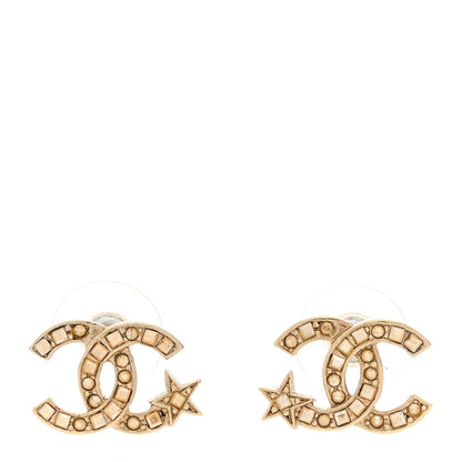 Chanel Crystal CC Starfall Earrings Gold 1 of 6