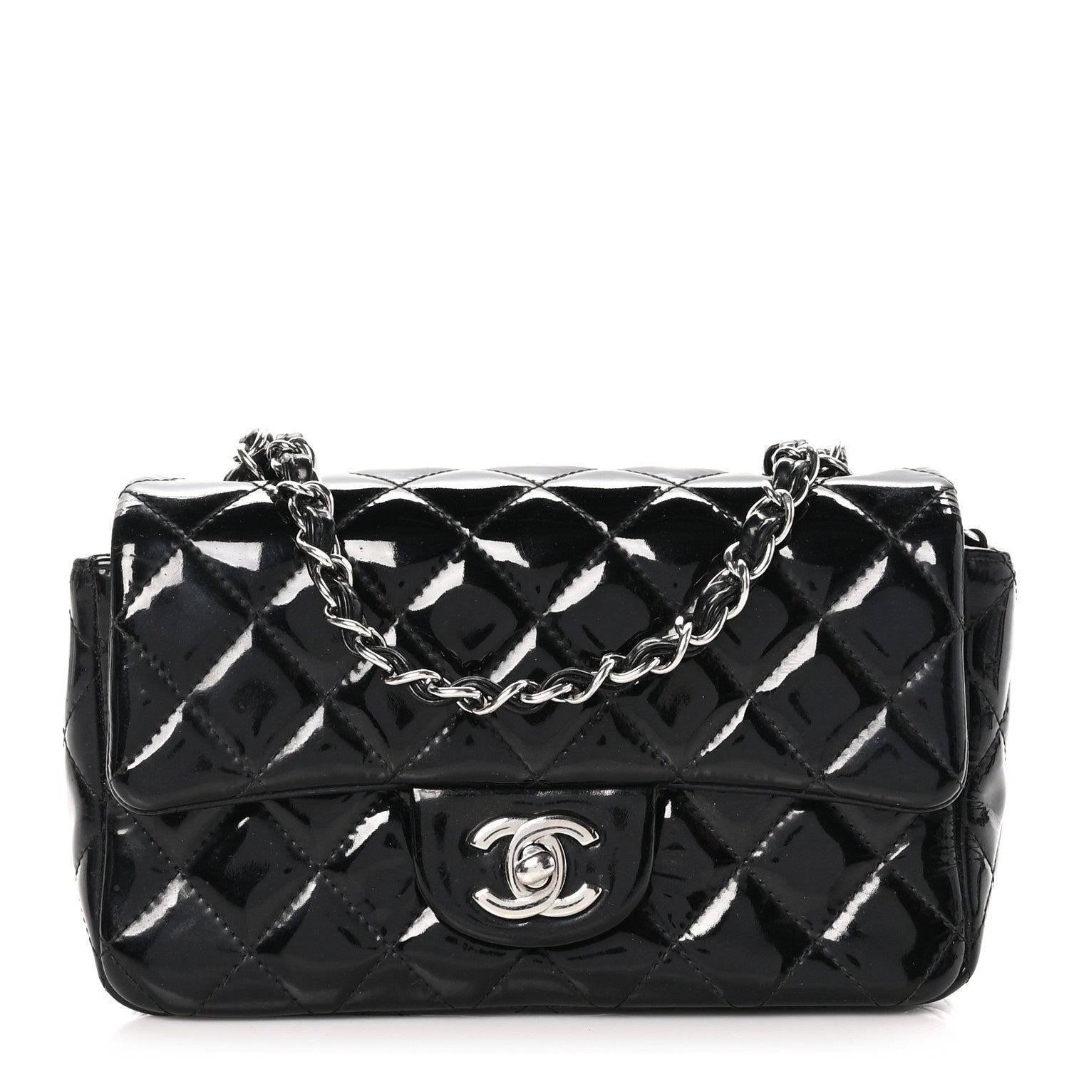 Chanel Patent Calfskin Quilted Mini Rectangular Flap Black 1 of 9