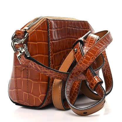 Givenchy Calfskin Crocodile Embossed Nano Antigona Tan 2 of 11