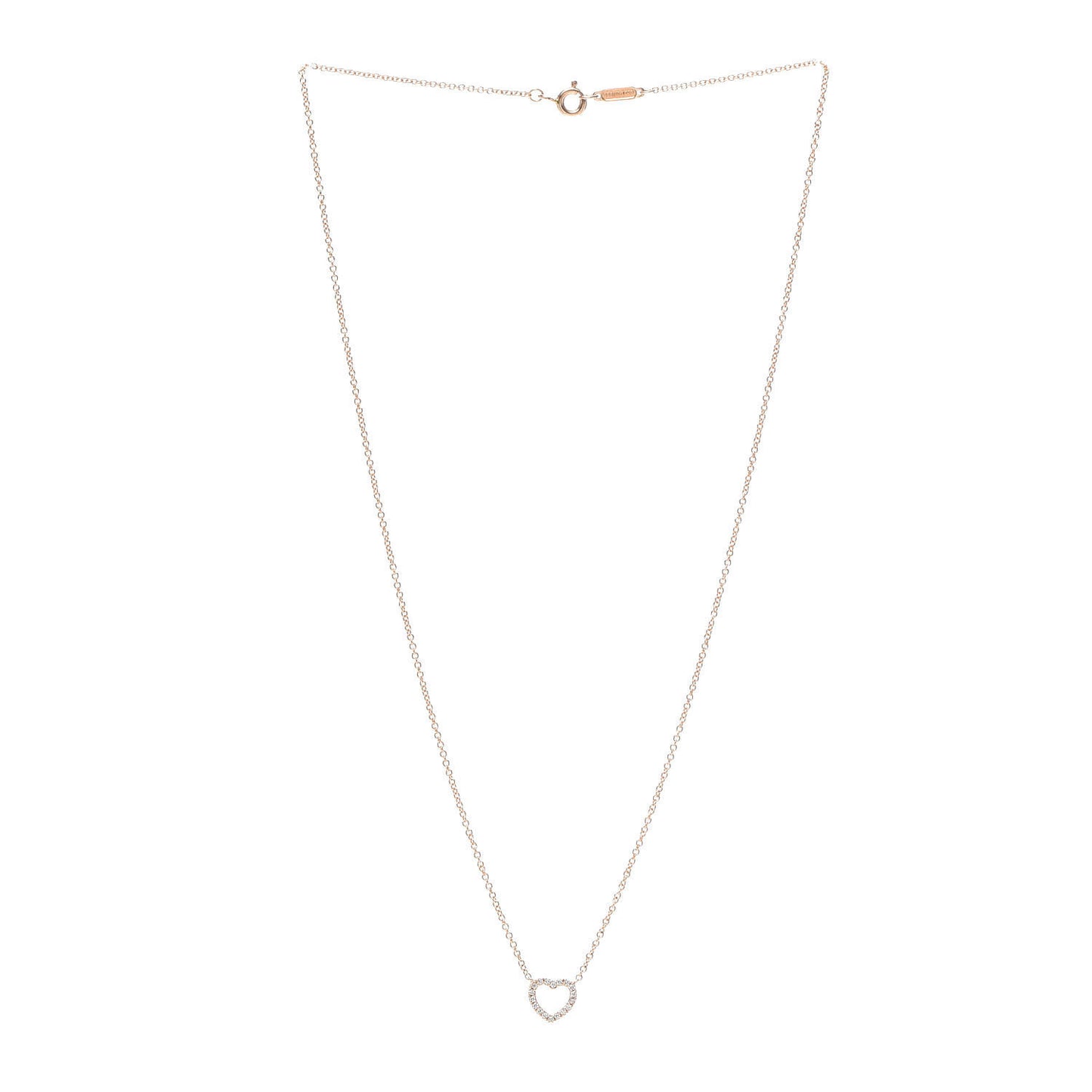 18K Rose Gold Diamond Metro Heart Pendant Necklace