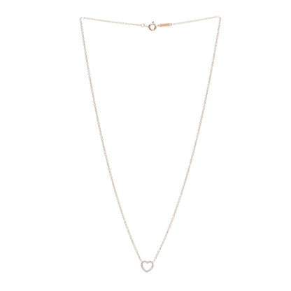 Tiffany 18K Rose Gold Diamond Metro Heart Pendant Necklace 3 of 5
