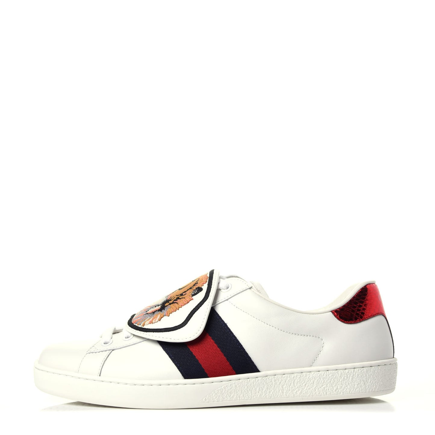 Calfskin Ayers Web Tiger Embroidered Mens Ace Sneakers 8.5 White