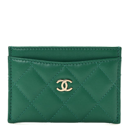 Chanel Lambskin Quilted Card Holder Green 1 of 9