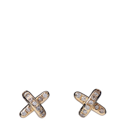 Tiffany 18K Yellow Gold Diamond Cross Stitch X Stud Earrings 1 of 4