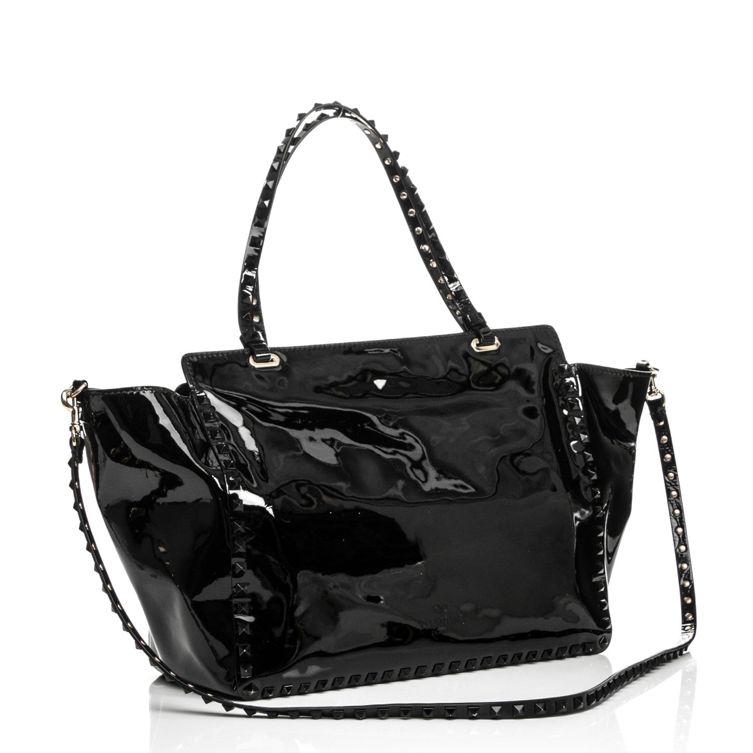 Valentino Garavani Patent Medium Rockstud Tote Black 4 of 5