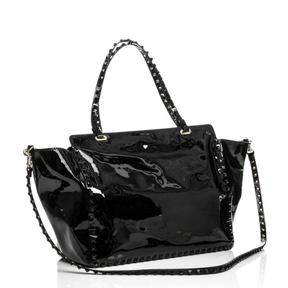 Valentino Garavani Patent Medium Rockstud Tote Black 4 of 5