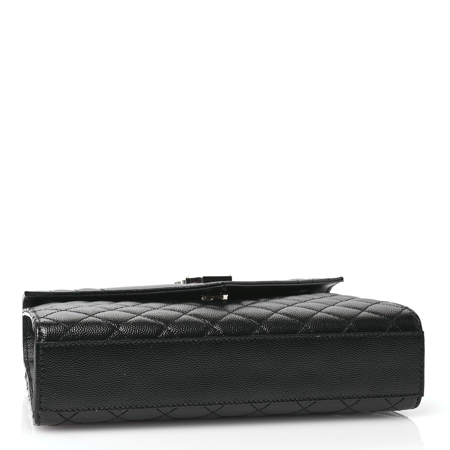 Saint Laurent Grain De Poudre Textured Mixed Matelasse Triquilt Medium Monogram Satchel Black 4 of 11
