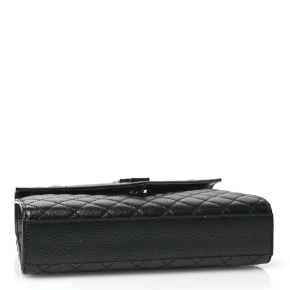 Saint Laurent Grain De Poudre Textured Mixed Matelasse Triquilt Medium Monogram Satchel Black 4 of 11