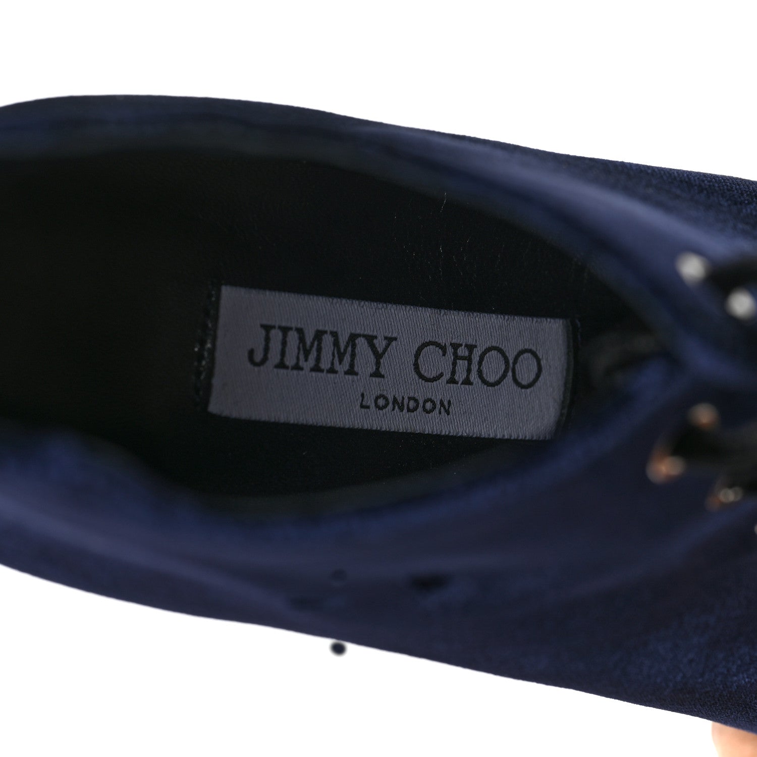 Jimmy Choo Velvet Lace Up Mavy Booties 39 Navy 7 of 7