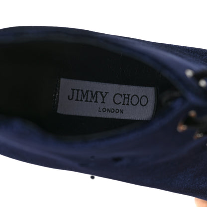 Jimmy Choo Velvet Lace Up Mavy Booties 39 Navy 7 of 7