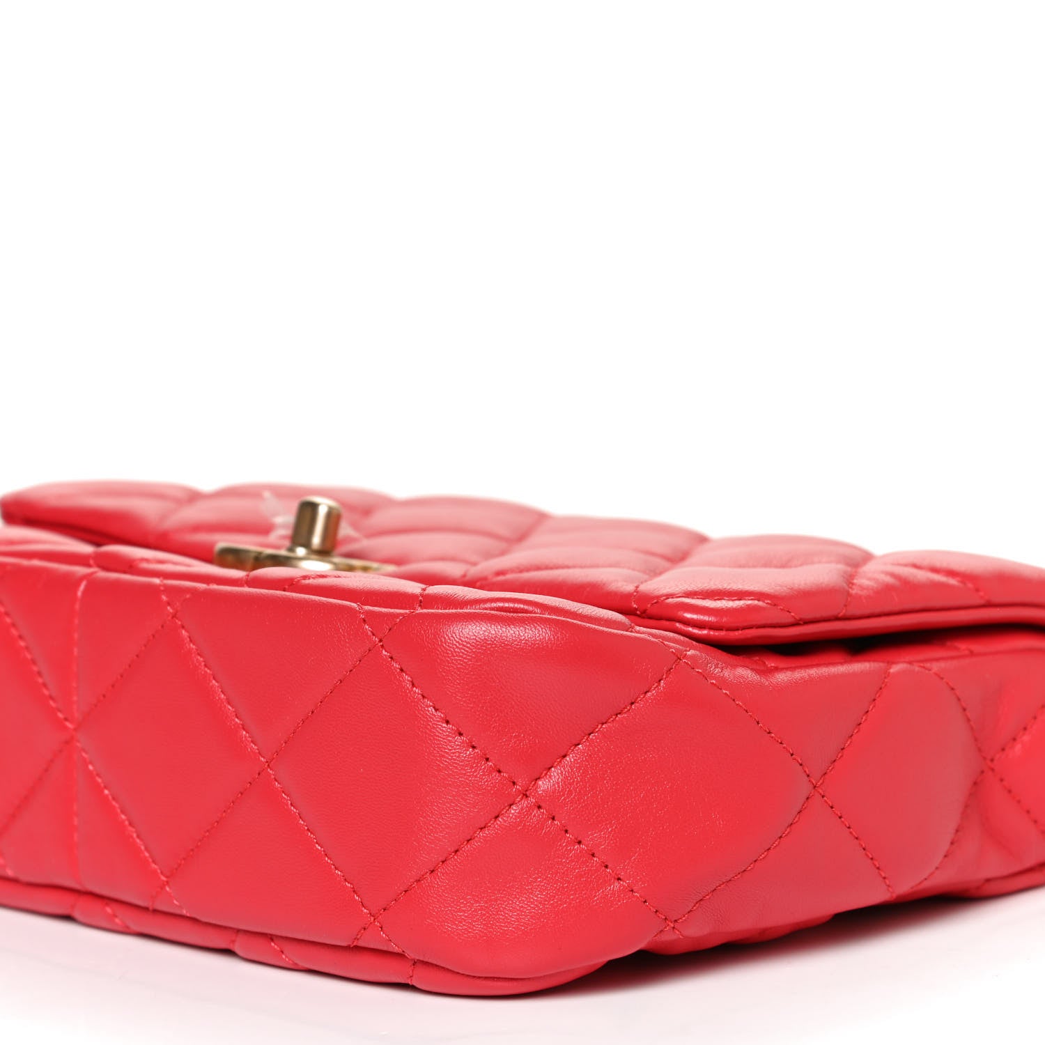 Chanel Lambskin Quilted Small Lacquered Chain Flap Red 8 of 9