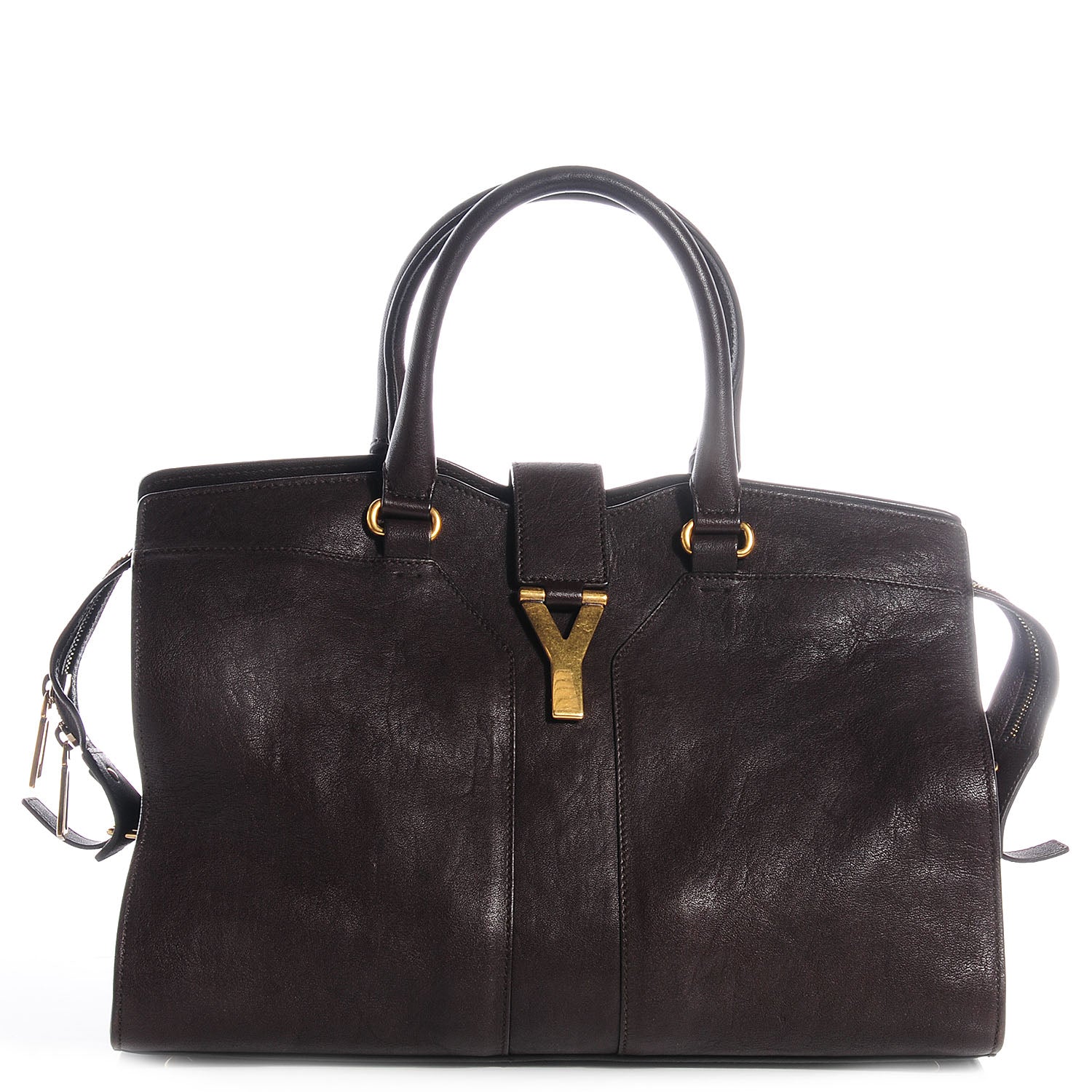 Saint Laurent Sheepskin Medium Cabas ChYc Brown 1 of 9
