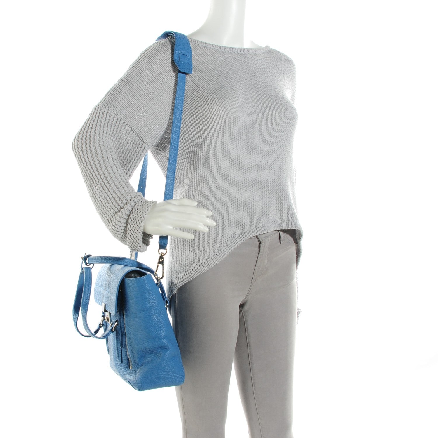 3.1 Phillip Lim 3.1 Textured Calfskin Medium Pashli Satchel Light Blue 2 of 7