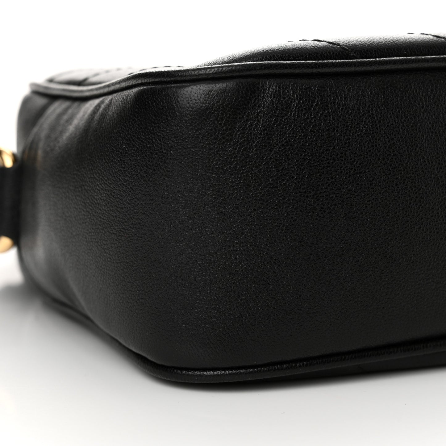 Sakai Be Green Calfskin Diagonal Stitched Small Blondie Shoulder Bag Black