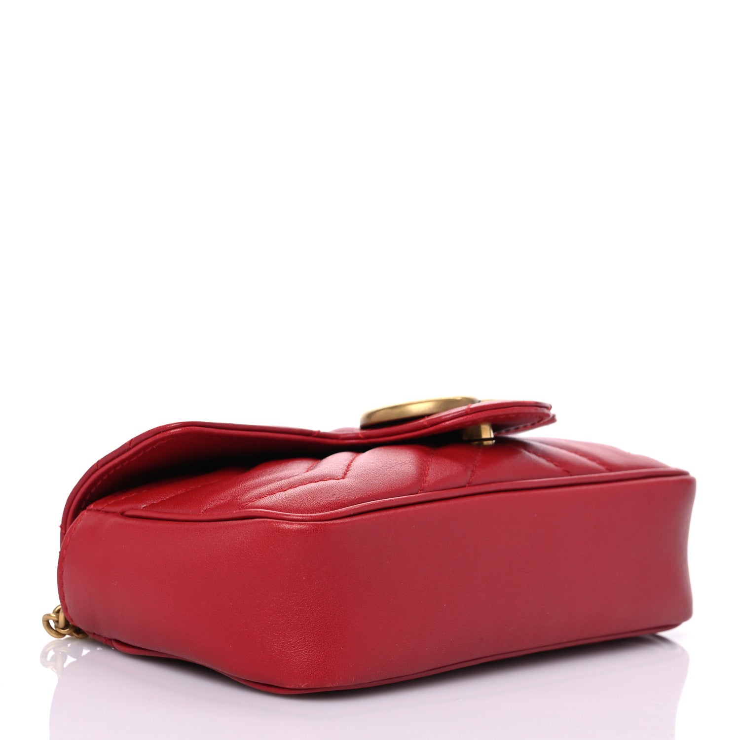 Gucci Calfskin Matelasse Super Mini GG Marmont Shoulder Bag Hibiscus Red 4 of 7